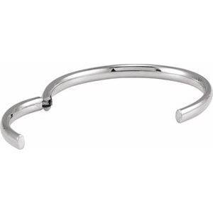14K White Gold 5 Mm 7 In Polished Hinged Cuff Bracelet