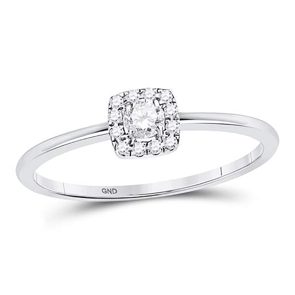 10K White Gold Womens Round Diamond Solitaire Stackable Band Ring 1/5 Cttw, Womens Size: 5-10
