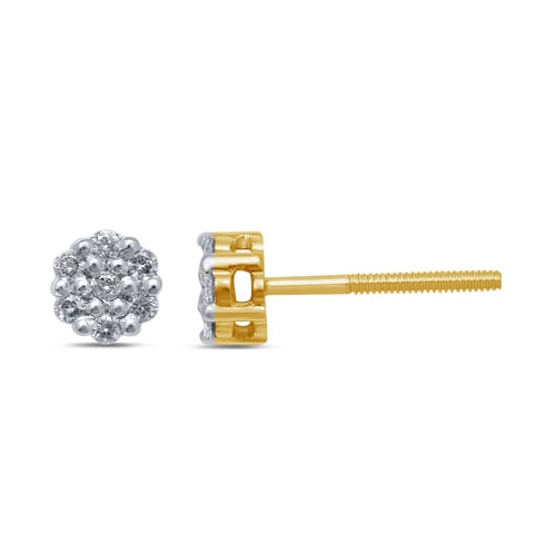 10K Yellow Gold 0.10-0.11 Cttw Diamond Flower Earring
