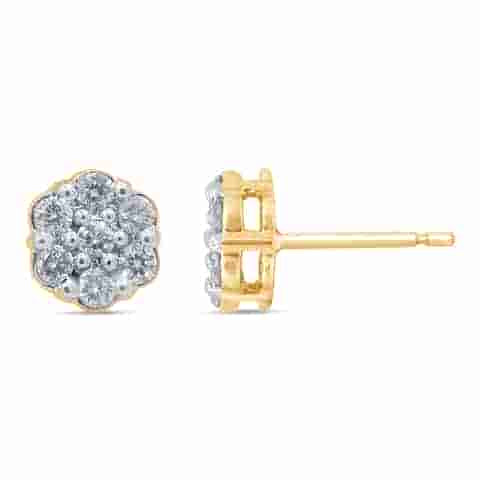 10K Yellow Gold 0.48-0.53 Cttw Diamond Flower Earring