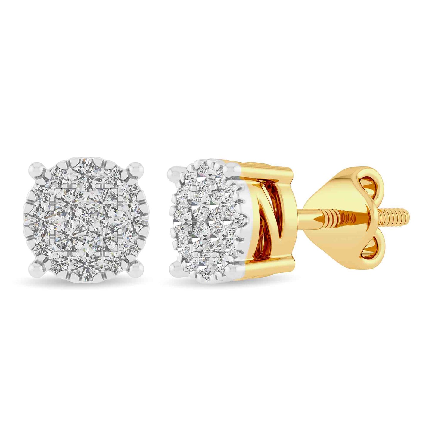 10K Yellow Gold 0.24- 0.27 Cttw Diamond Super Flower Earring