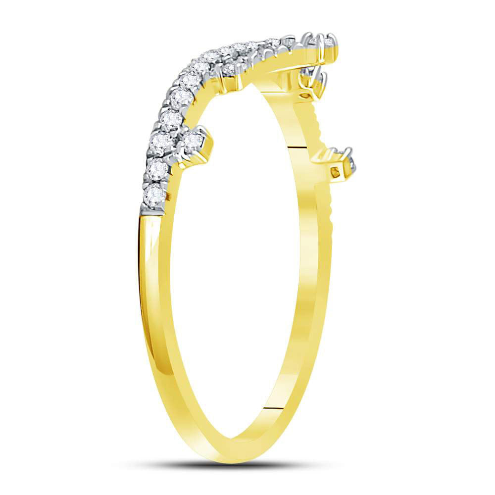 10K Yellow Or White Or Rose Gold Womens Round Diamond Crown Tiara Fashion Band Ring , Womens Size: 5-10