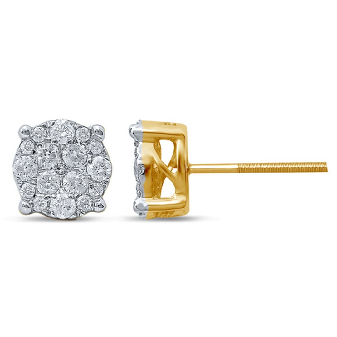 10K Yellow Gold 0.48-0.54 Cttw Diamond Super Flower Earring