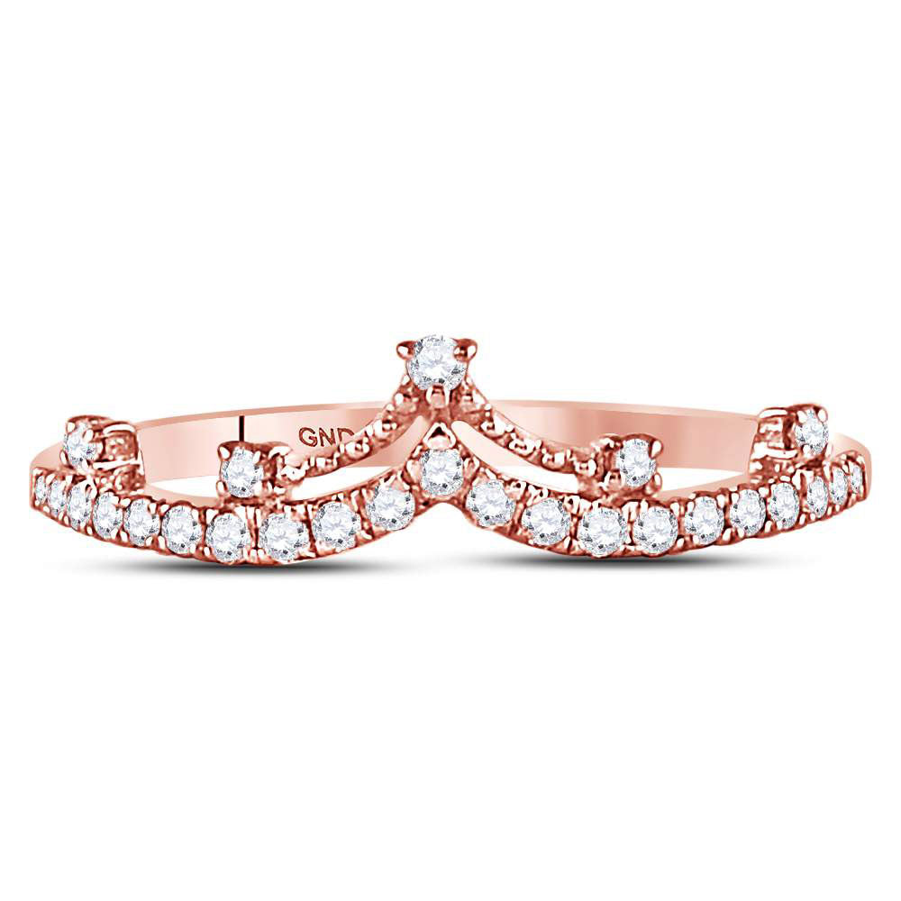 10K Yellow Or White Or Rose Gold Womens Round Diamond Crown Tiara Fashion Band Ring , Womens Size: 5-10