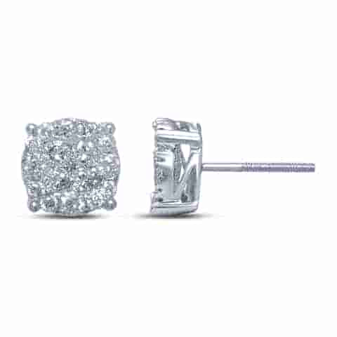 10K White Gold 0.74- 0.80 Cttw Diamond Super Flower Earring