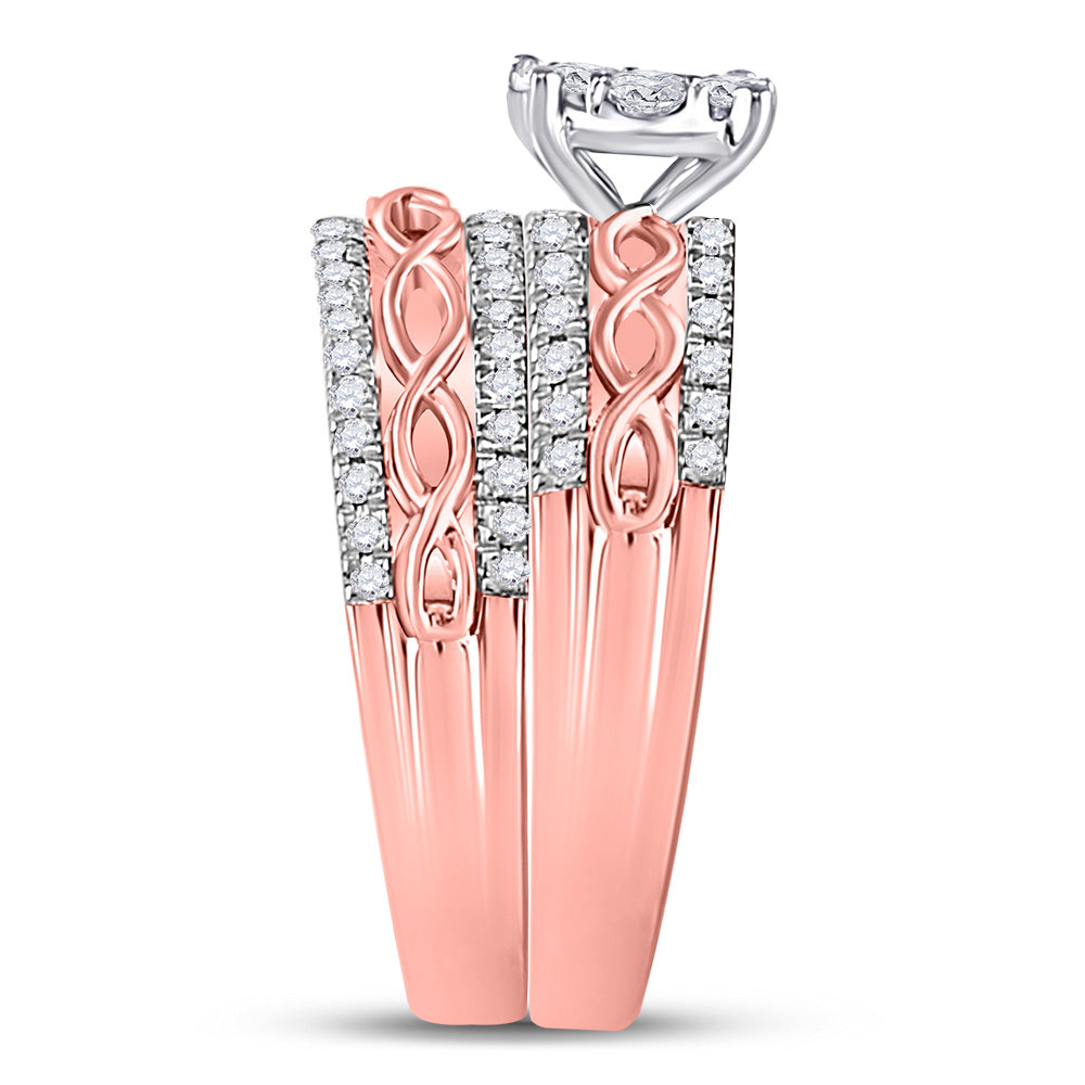 10K Yellow Or White Or Rose Gold His Hers Round Diamond Cluster Matching Wedding Set , Womens Size: 5-10, Mens Size: 7-13