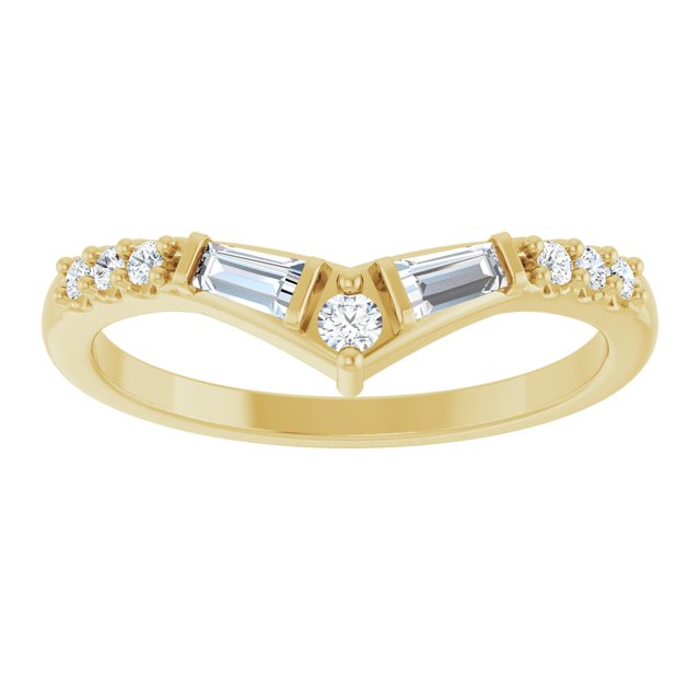 14K Yellow Gold Tapered Baguette 3.5 X 2 X 1.5 Mm Polished 1/4 Ctw Natural Diamond Contour Band, Size 7