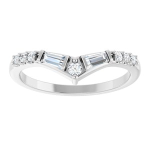 14K White Gold Tapered Baguette 3.5 X 2 X 1.5 Mm Polished 1/4 Ctw Natural Diamond Contour Band Size 7
