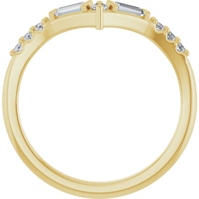 14K Yellow Gold Tapered Baguette 3.5 X 2 X 1.5 Mm Polished 1/4 Ctw Natural Diamond Contour Band, Size 7
