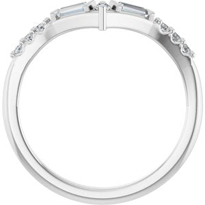 14K White Gold Tapered Baguette 3.5 X 2 X 1.5 Mm Polished 1/4 Ctw Natural Diamond Contour Band Size 7