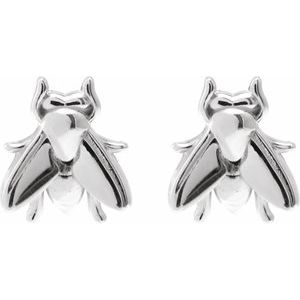 Sterling Silver 10.1 X 8.7 Mm Pair Friction Backs Included Polished Fly Earrings
