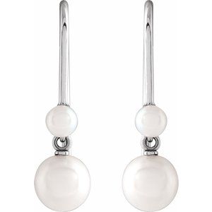 14K White Gold Pearl 5.5-6 Mm Cultured Pearl Earrings