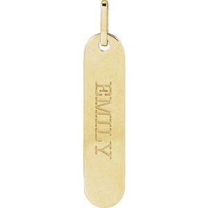 14K Yellow Gold 39 X 8 Mm Polished Engravable Bar Pendant