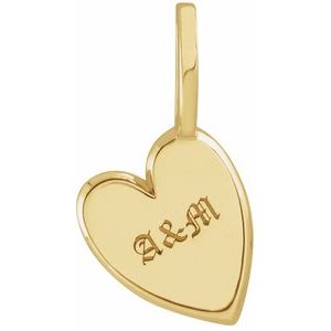 14K Yellow Gold 19.2 X 10.6 Mm Polished Engravable Sideways Heart Pendant