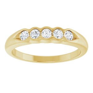 14K Yellow Gold Round 2.5 Mm 1/3 Ctw Natural Diamond Anniversary Band Size 7