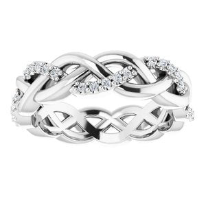 14K White Gold Round 1 Mm G-H Si2-Si3 1/6 Ctw Natural Diamond Band Size 5