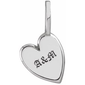 Sterling Silver 19.2 X 10.6 Mm Polished Engravable Sideways Heart Pendant