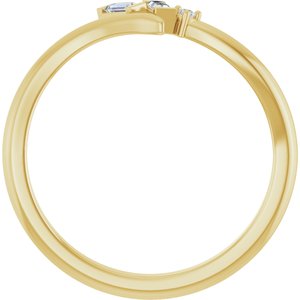 14K Yellow Gold Straight Baguette 2.5 X 1.25 Mm Polished .06 Ctw Natural Diamond Bypass Ring Size 7