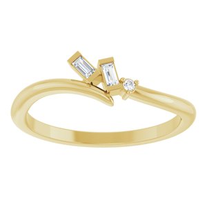 14K Yellow Gold Straight Baguette 2.5 X 1.25 Mm Polished .06 Ctw Natural Diamond Bypass Ring Size 7