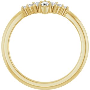 14K Yellow Gold Marquise 4 X 2 Mm Polished 1/6 Ctw Lab-Grown Diamond Contour Band Size 7
