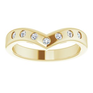 14K Yellow Gold Natural Diamond Round 2 Mm Polished 1/5 Ctw Natural Diamond Contour Band Size 7