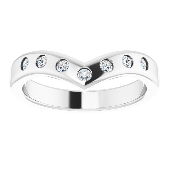 14K White Gold Round 2 Mm Polished 1/5 Ctw Lab Grown Diamond Contour Band, Size 7