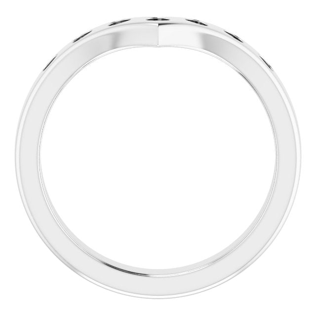 14K White Gold Round 2 Mm Polished 1/5 Ctw Lab Grown Diamond Contour Band, Size 7