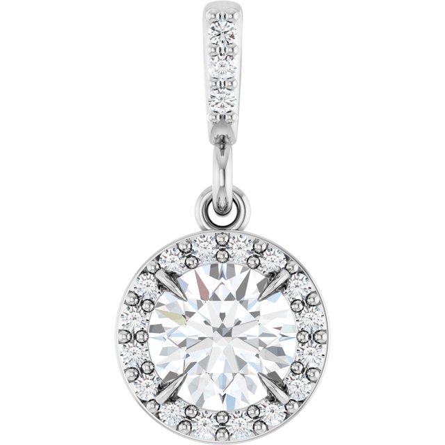 14K White Gold Round Si1-Si2, Gh Polished Lab-Grown Diamond Halo-Style Pendant