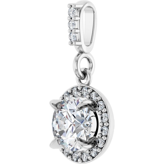 14K White Gold Round Si1-Si2, Gh Polished Lab-Grown Diamond Halo-Style Pendant