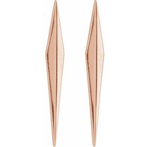 14K Rose Gold 23 X 3 Mm Each Friction Back Sold Separately Polished Geometric Drop Earring