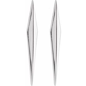 14K White Gold 23 X 3 Mm Pair Friction Backs Included Polished Geometric Drop Earrings