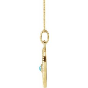 14K Yellow Gold Round 2 Mm Natural Turquoise Spiritual Necklace, Length: 18 In