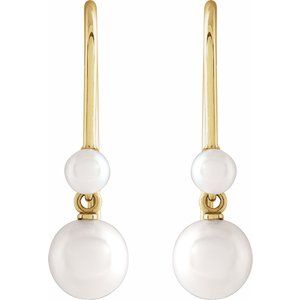 14K Yellow Gold Pearl 5.5-6 Mm Cultured Pearl Earrings
