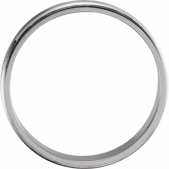 14K White Gold 6 Mm Polished Grooved Lightweight Comfort-Fit Band With Satin Finish, Size 10