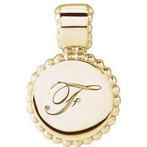 14K Yellow Gold 14.75 X 10 Mm Polished Engravable Beaded Disc Pendant
