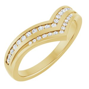 14K Yellow Gold Natural Diamond Round 1.2 Mm Natural Diamond Polished 1/6 Ctw Natural Diamond Double Row Contour Band Size 7