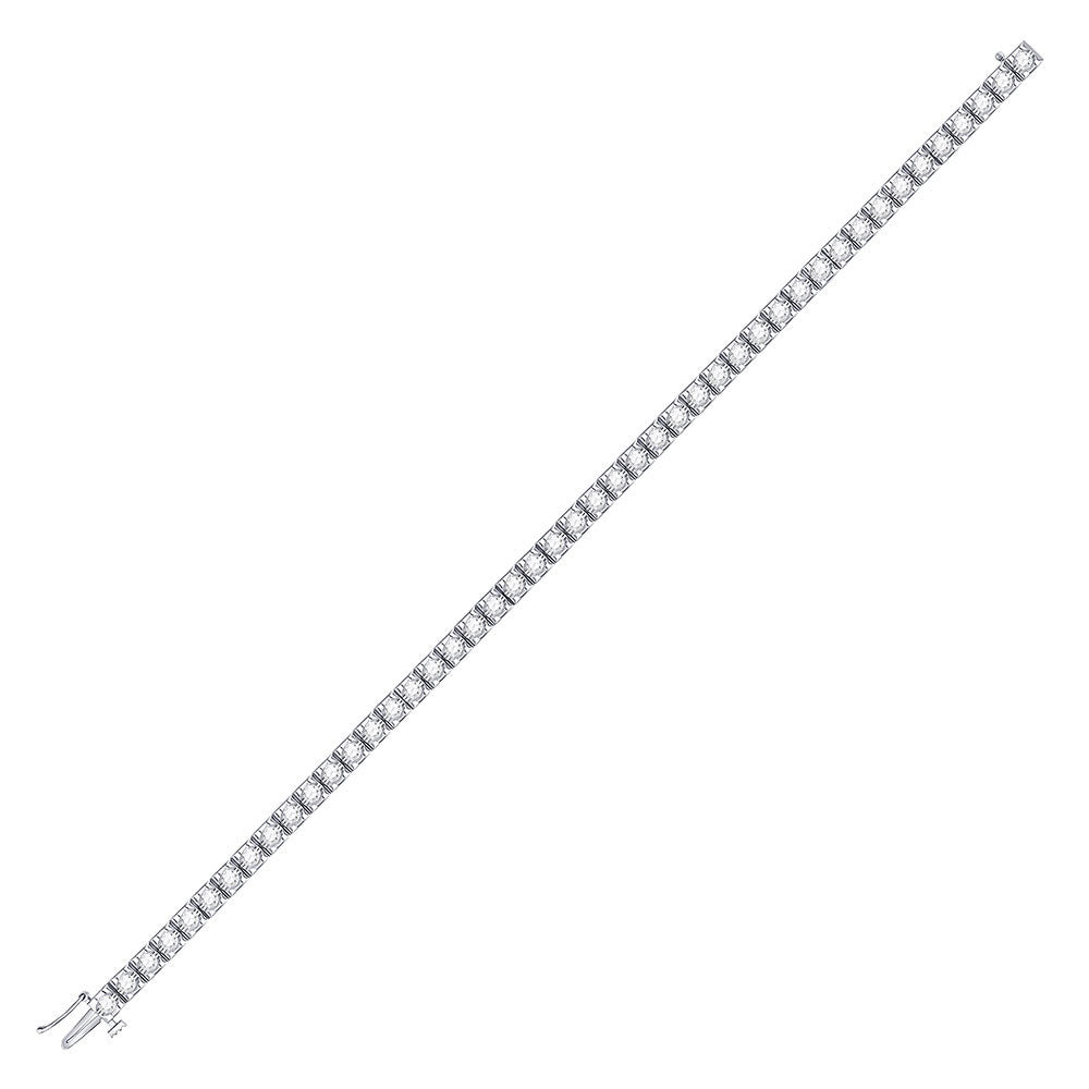 14K White Gold Womens Round Diamond Studded Tennis Bracelet 2 Cttw