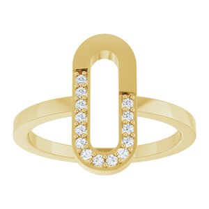 14K Yellow Gold Natural Diamond Round 1.2 Mm Polished 1/10 Ctw Natural Diamond Paperclip-Style Ring Size 7
