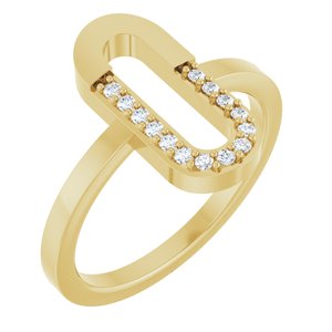 14K Yellow Gold Natural Diamond Round 1.2 Mm Polished 1/10 Ctw Natural Diamond Paperclip-Style Ring Size 7