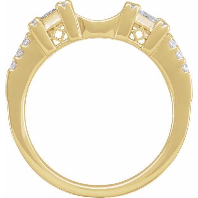 14K Yellow Gold Square 2.5 X 2.5 Mm Polished 1/2 Ctw Natural Diamond Ring Guard, Size 7