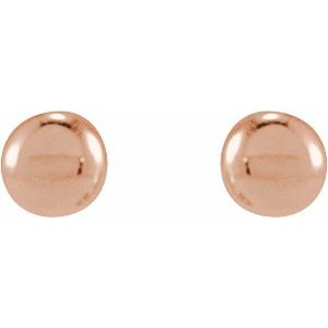 14K Yellow Or Rose Gold 1.6 X 1.6 Mm Pair Friction Backs Included .37 In Polished 1 Bead Stud Earrings