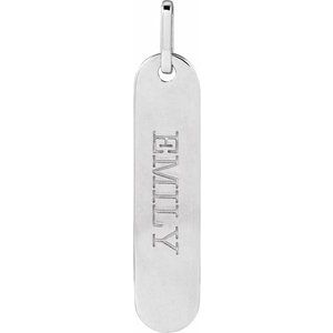 Sterling Silver 39 X 8 Mm Polished Engravable Bar Pendant