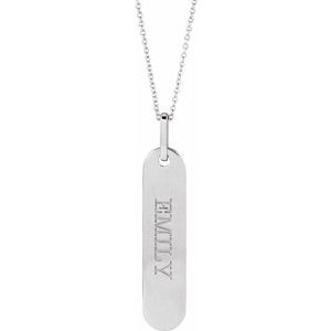 Sterling Silver 39 X 8 Mm 16-18 In Polished Engravable Bar Necklace