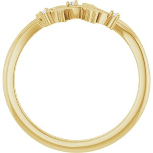 14K Yellow Gold Round Polished .015 Ctw Natural Diamond Nature-Inspired Ring Size 7