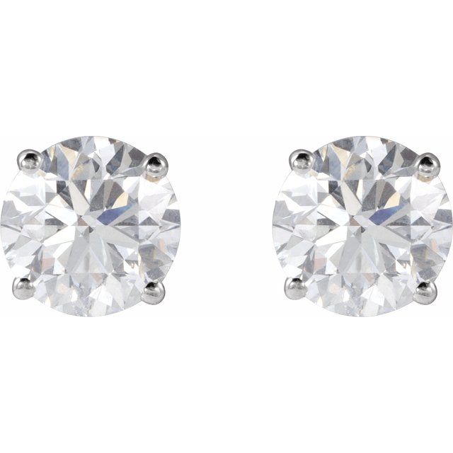 14K White Or Rose Gold Round I1, G-H Friction 4-Prong Natural Diamond Stud Earrings