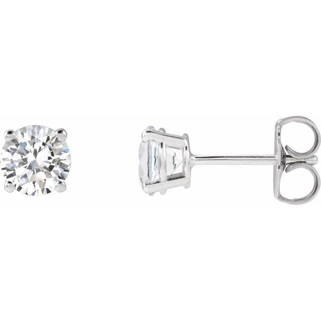 14K White Or Rose Gold Round I1, G-H Friction 4-Prong Natural Diamond Stud Earrings