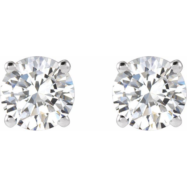 14K Yellow Or White Gold Round I2, G-H Friction 4-Prong Natural Diamond Stud Earrings