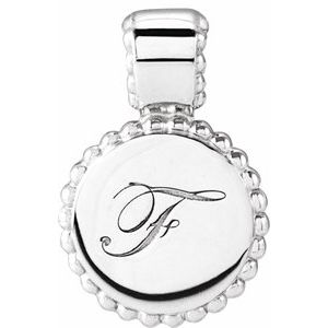 Sterling Silver 14.75 X 10 Mm Polished Engravable Beaded Disc Pendant