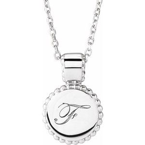 Sterling Silver 14.6 X 10 Mm 16-18 In Polished Engravable Beaded Disc Necklace