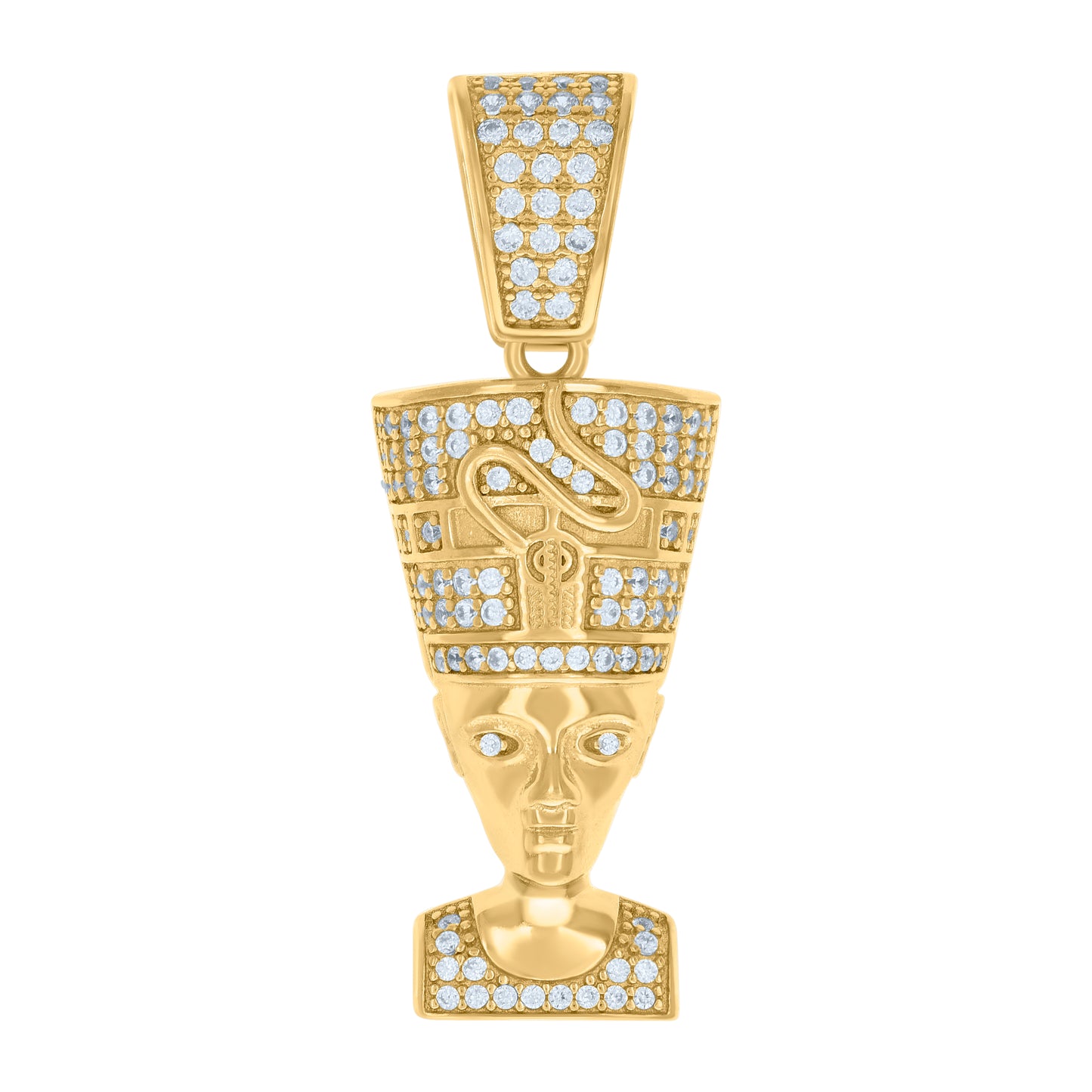 Sterling Silver Mens Cubic-Zirconia Egyptian Queen Nefertiti Fashion Charm Pendant